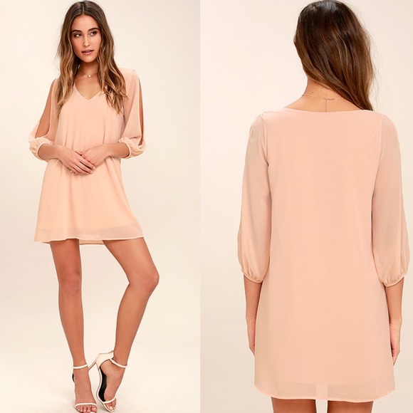 Lulus Dresses & Skirts - NWT Lulu’s Blush Open Shoulder Sleeve Mini Dress